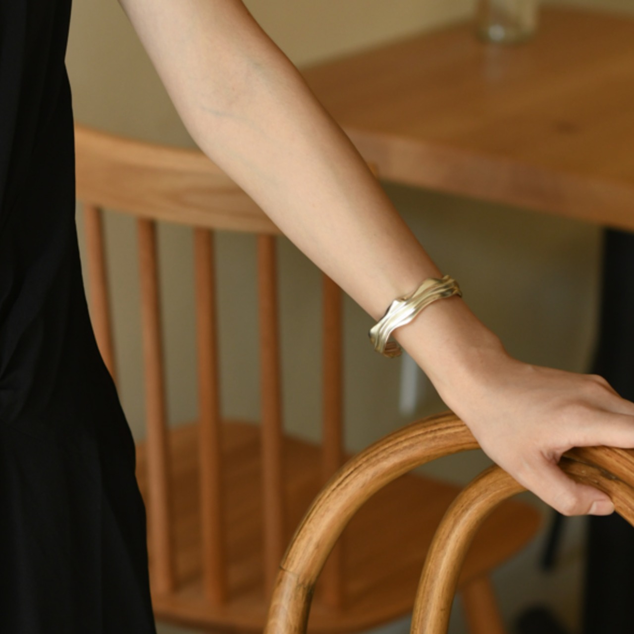 silver925 wave heavy bangle