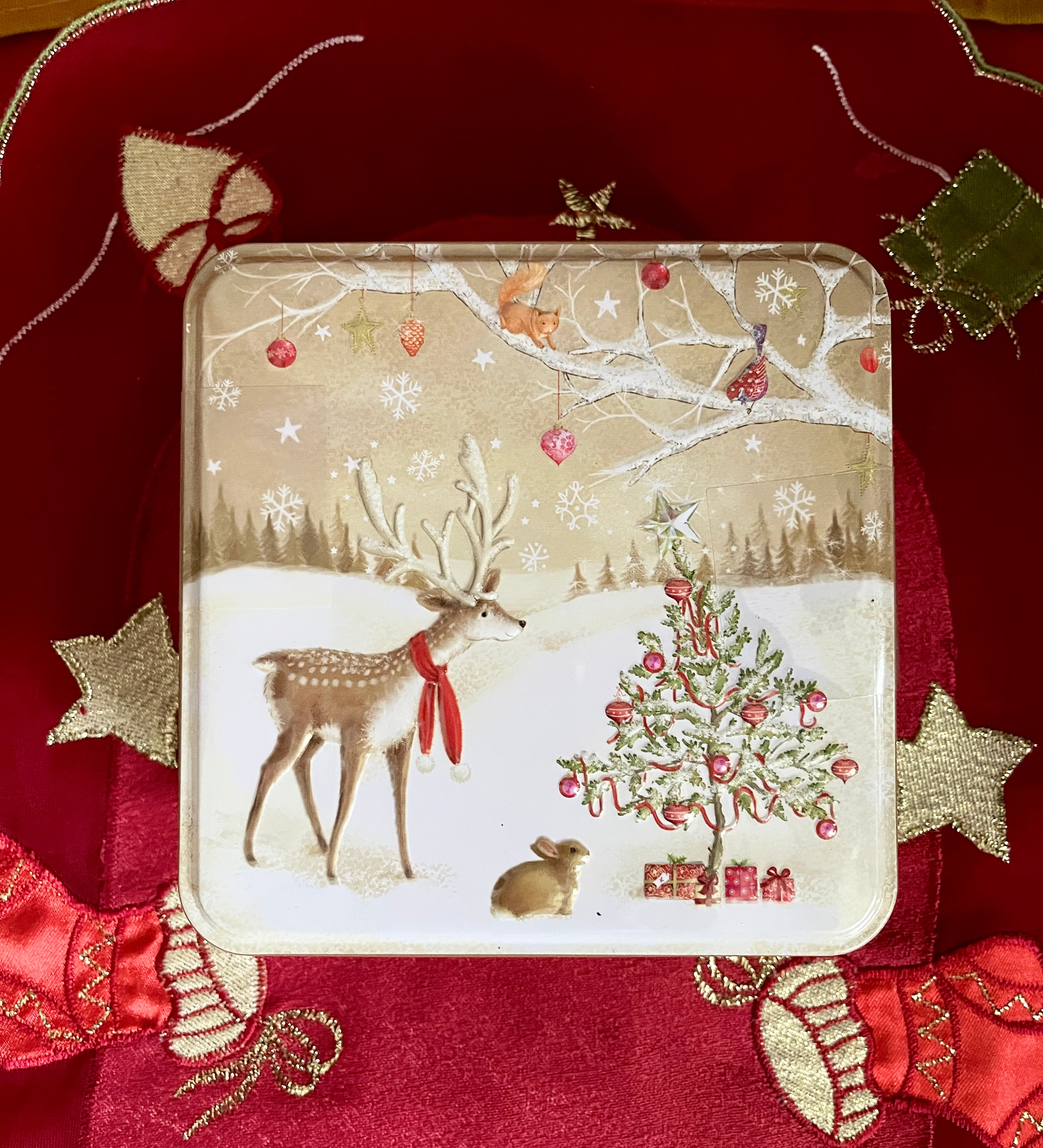 10 Off 22クリスマス グランマワイルズ Grandma Wilds クリスマスツリーwithウッドランドフレンズ缶 イギリス製 Merry Unbirthday