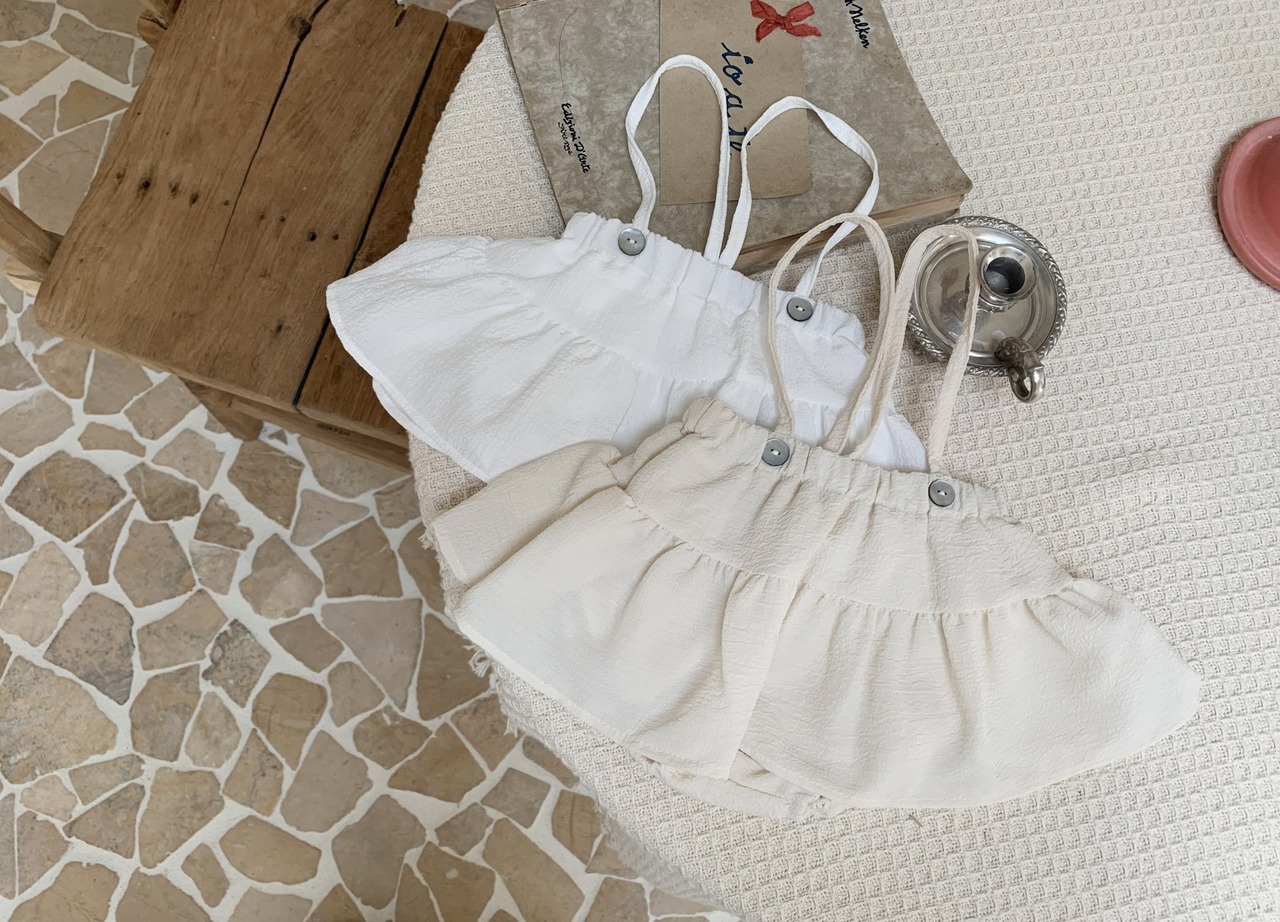 【Bebe nine】ふわふわフリルスカート付きブルマ ホワイト70〜80cm　240412 - 3