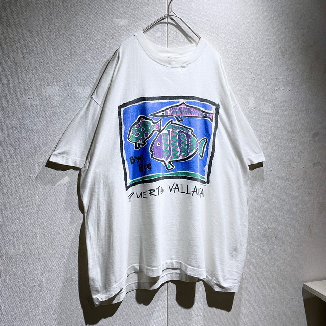 1990s ”  Bye Bye Fish ” printed vintage White SS Tee