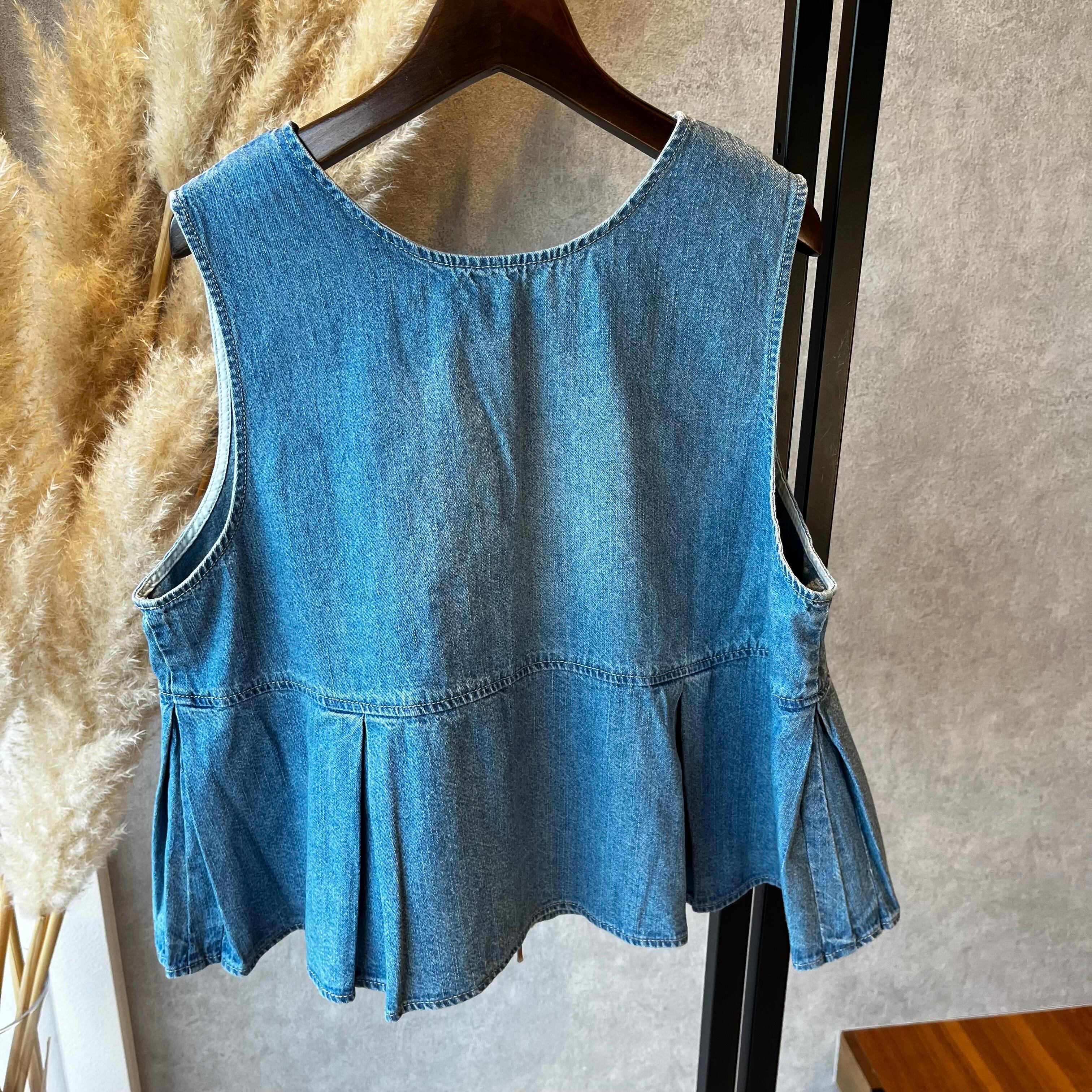 QTUME デニムタックペプラムベスト（N) | whispermusee