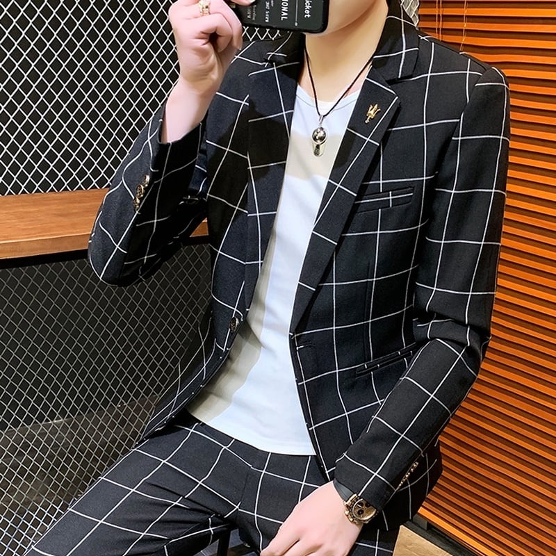 BOFF ボフ ダイヤ柄 レザージャケット パンツ セットアップ XL/W34の 