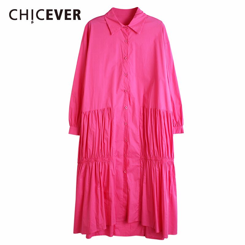 CHICEVERドレープシャツドレス長袖ミディドレス女性ビッグサイズ2020春 ロング スプリング 春物 6base546656342749