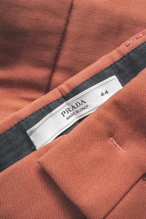 18SS "PRADA" Terracotta Color Wool Gabardine 1-Tuck Slacks Made in ITALY