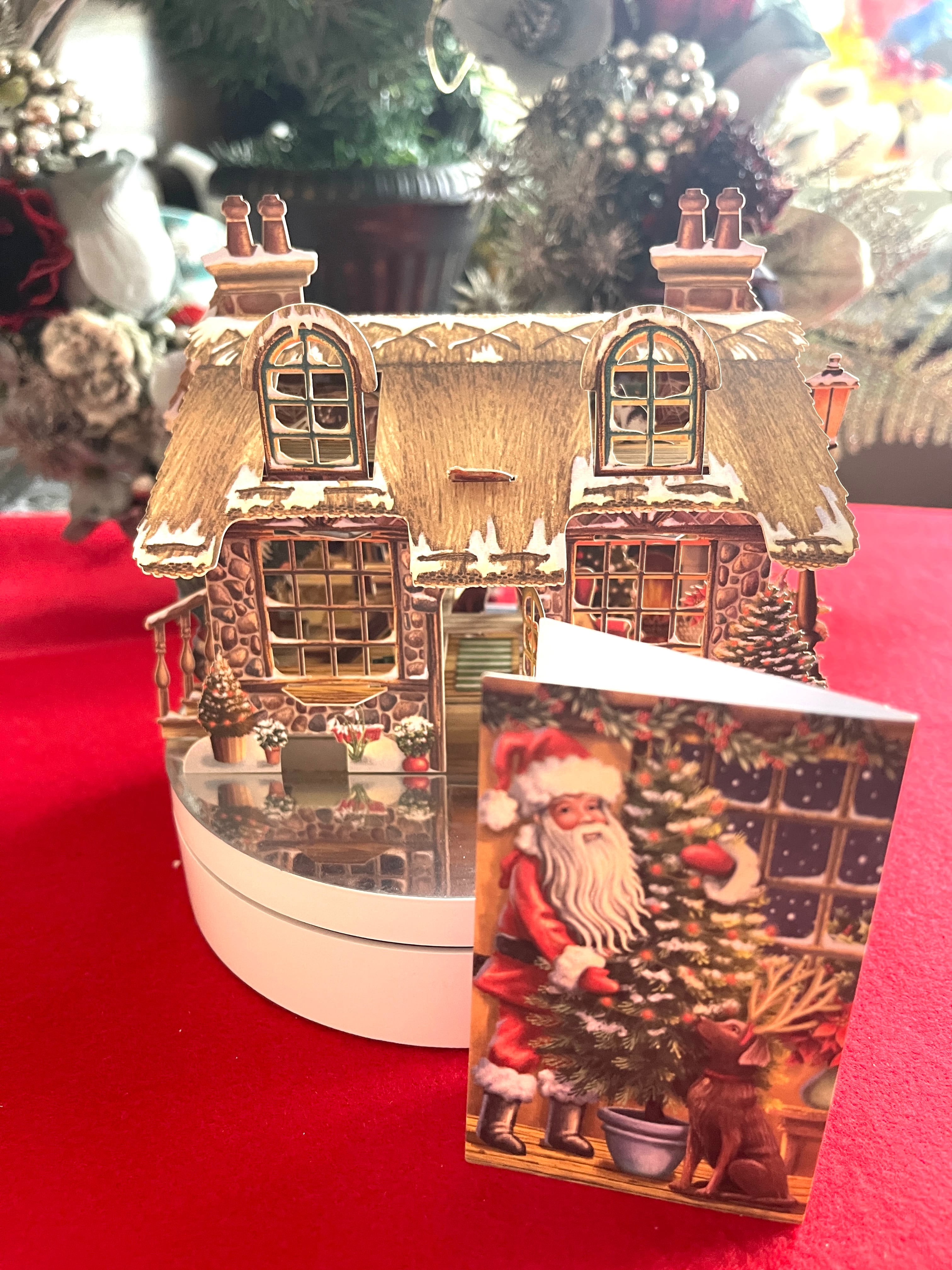 ◆クリスマスコテージ◆サンタとツリー◆◆Cosy Christmas Cottage◆立体３D◆グリーティングカード◆Me & McQ◆英国製◆
