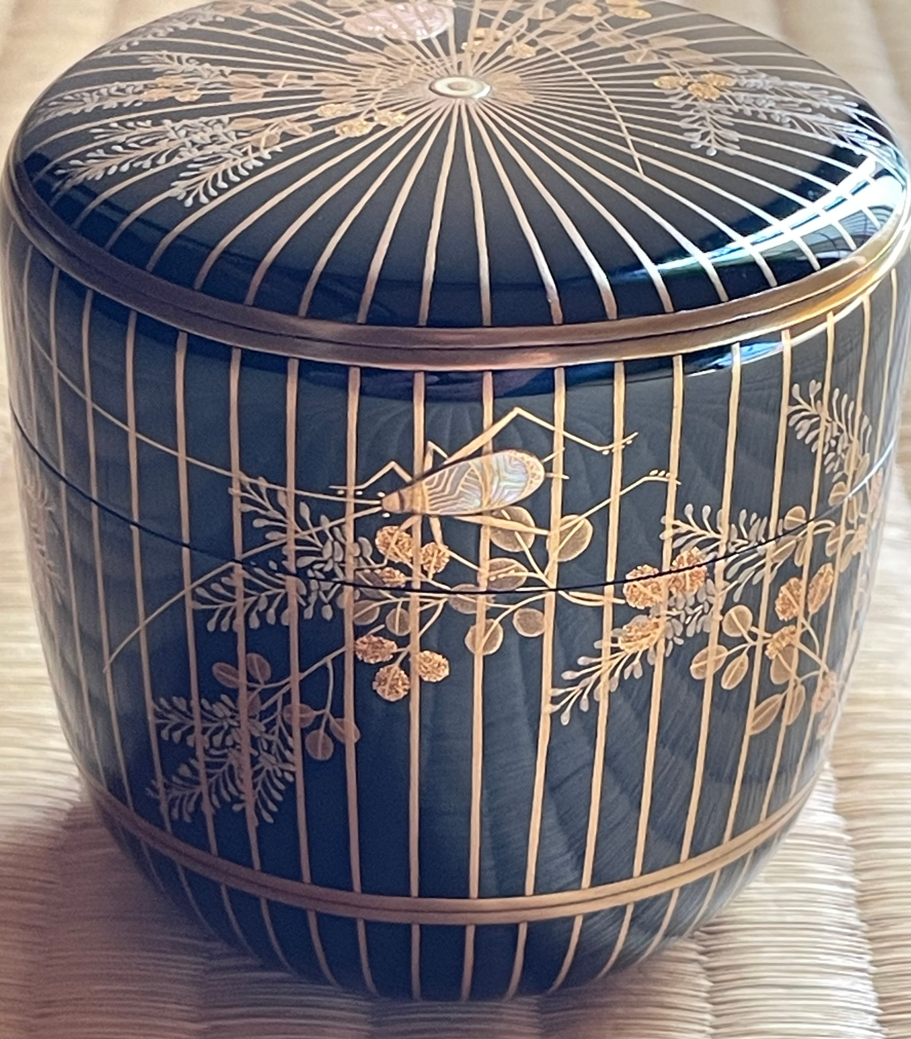 茶道具】棗 螺鈿蒔絵 秋の聲 弘志作 鈴虫 R-0311 お3 もりあがる