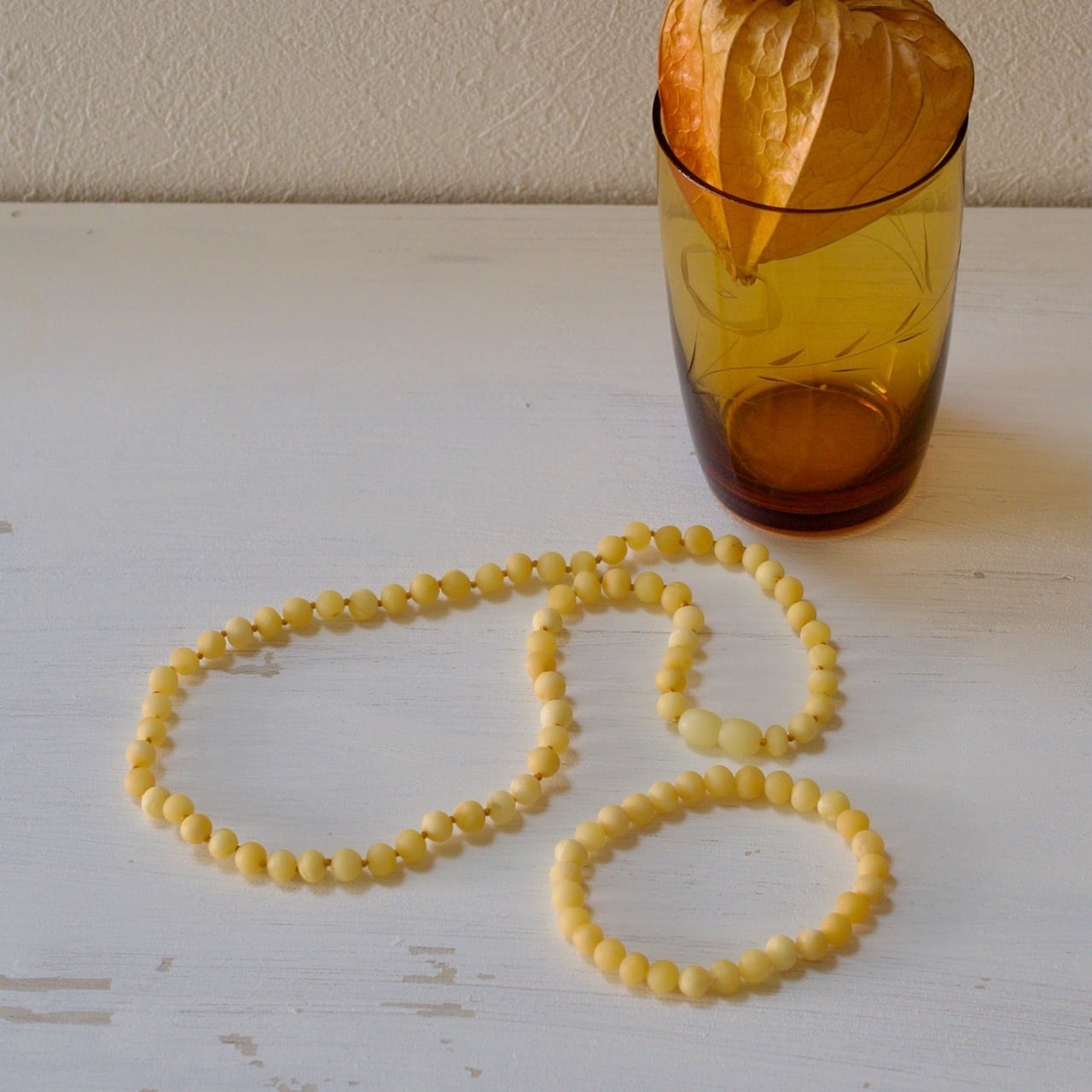 天然琥珀ネックレス バタースコッチカラー バロックアンバー | Heart