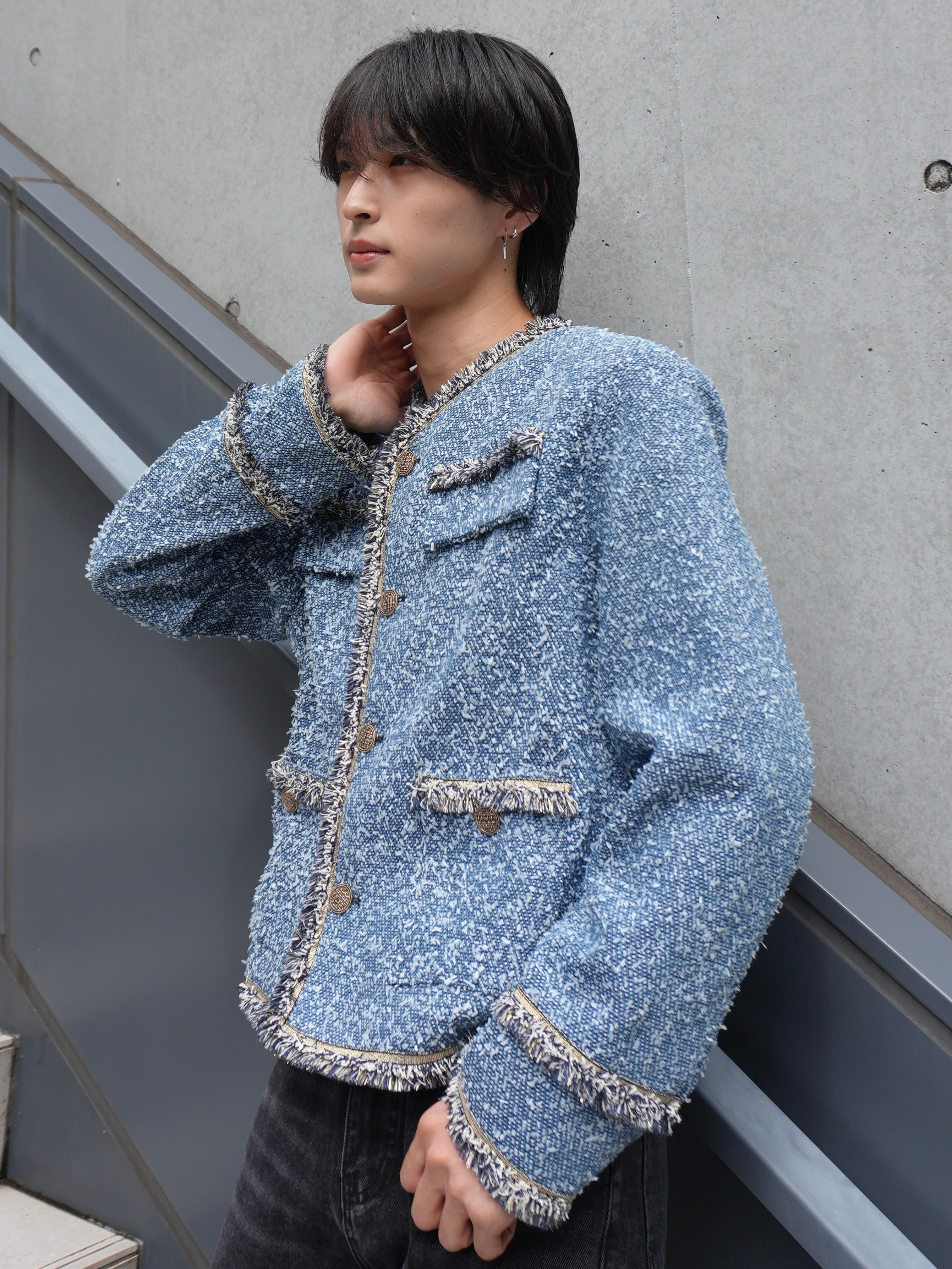 【ALUDE SELECT】blue laxury tweed jacket ALUDE SELECT】blue laxury tweed jacket | 【ALUDE】韓国メンズ