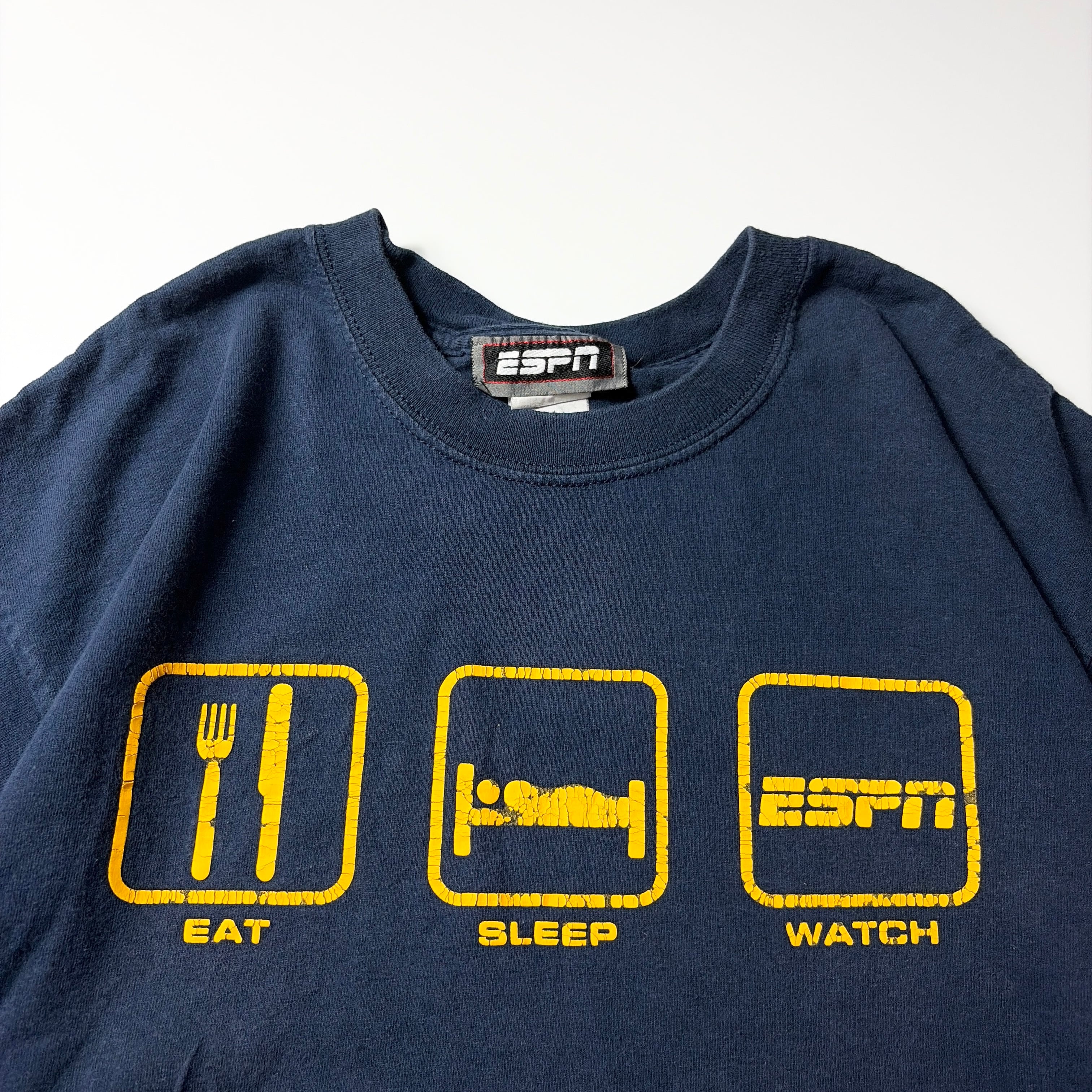 00s ESPN Eat Sleep Watch Graphic Tee Navy