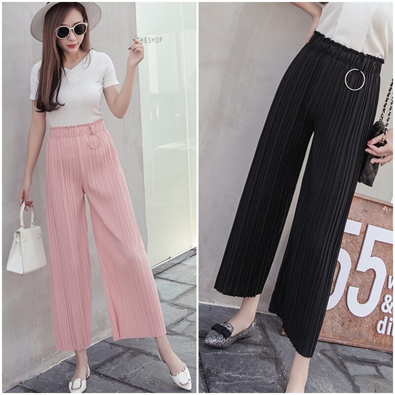 プリーツ ワイドパンツ