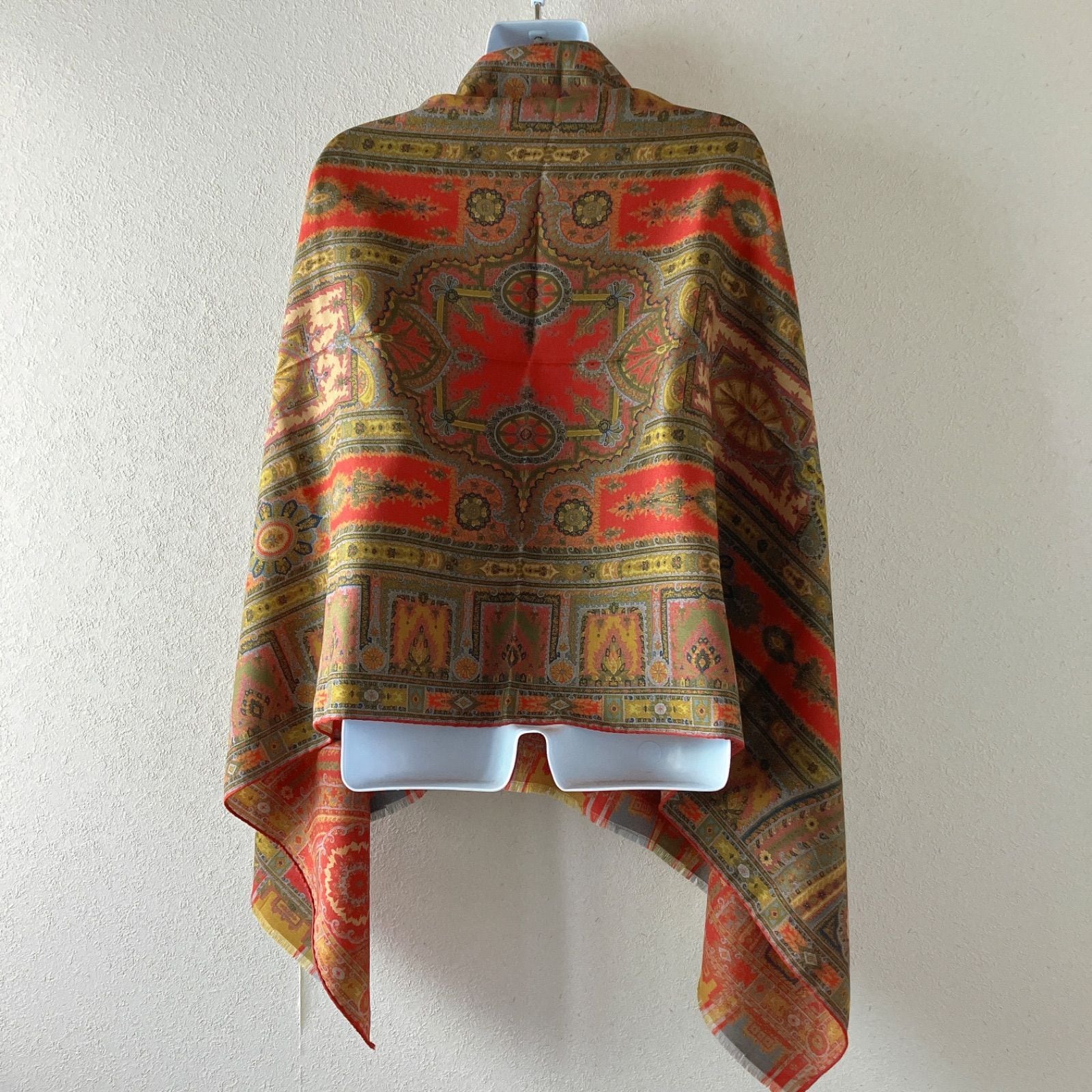 ETRO エトロ ストール ショール スカーフ 総柄 ウール シルク グリーン
