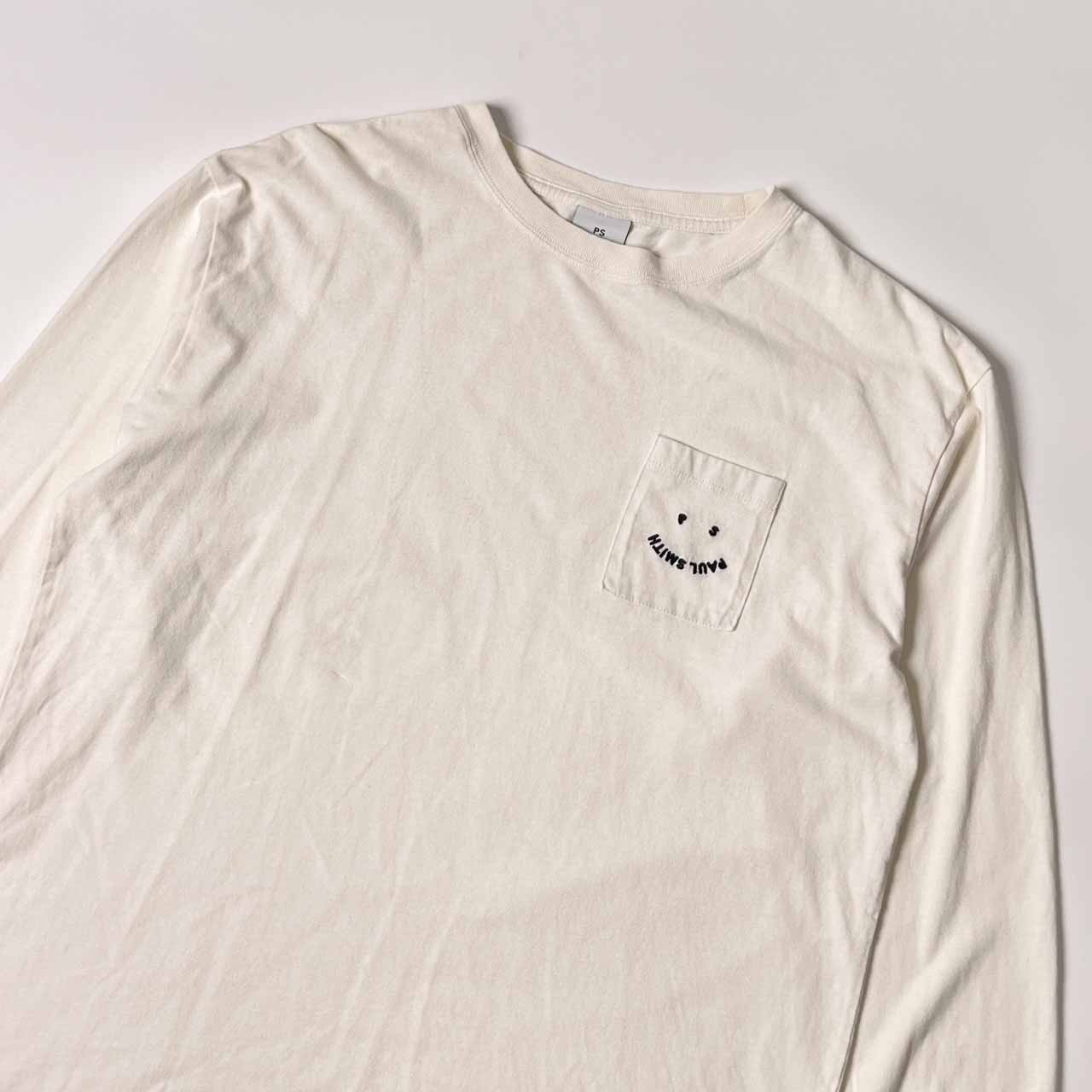 PS Paul Smith ポールスミス ニコちゃん デザイン 長袖 Tシャツ カットソー L/ホワイト レディース