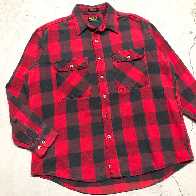 OSHKOSH FLANNEL CHECK SHIRT BLK×RED XL