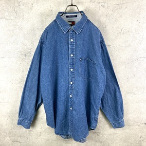 90's トミーヒルフィガー デニムシャツ タグロゴ