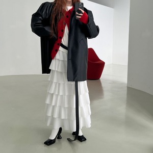 パフスリーブシルエットフェイクレザーコート 　LT0040028