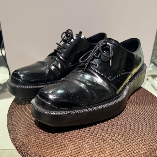 PRADA プラダ EE151 スクエア レザーシューズ ドレスシューズ 表記6 1/2 約25.5cm【表参道t0】