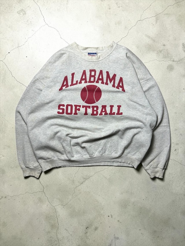 ［90s］Hanes Alabama Softball Baseball Graphic Heather Gray College Sweatshirt