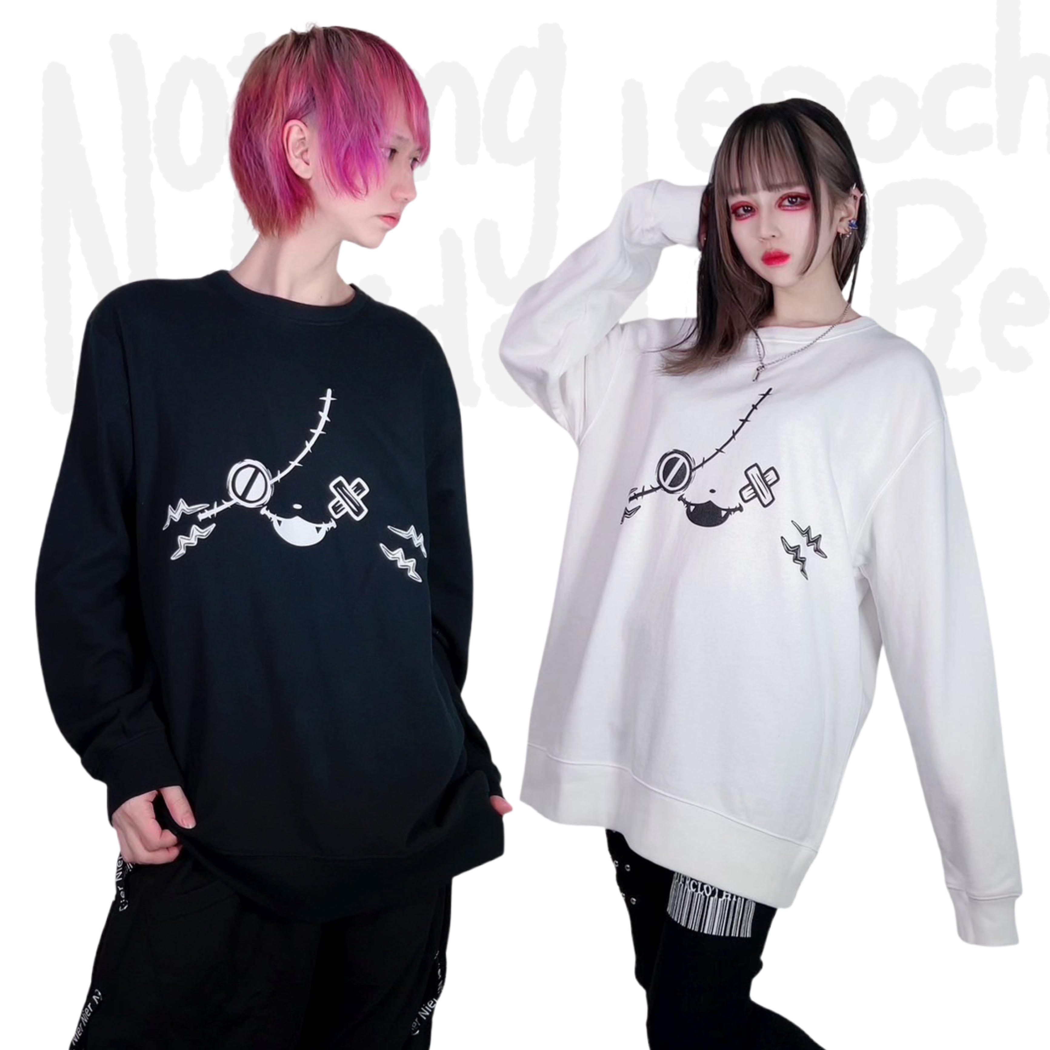 NieR 両面デザイン入りミケFACEトレーナー - Tシャツ