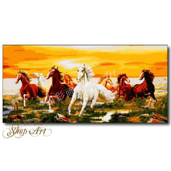 特大！ 1パネル 沢山の馬 油彩画 インテリア モダン アートパネル