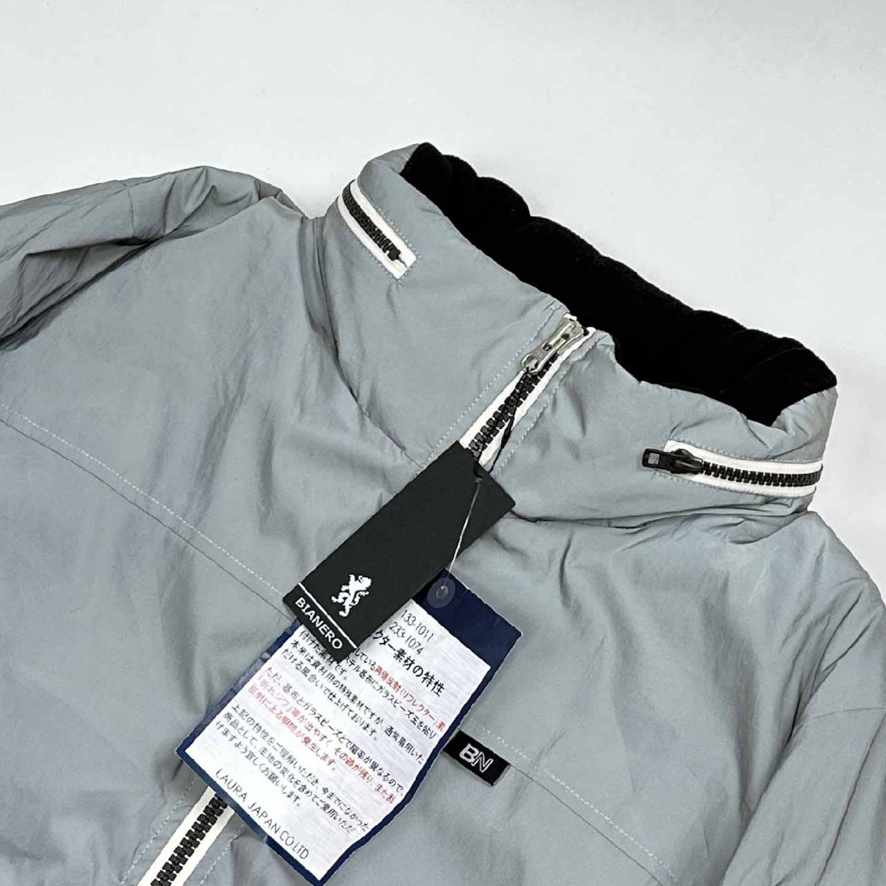 定価6万3千円◆タグ付き/未使用品◆BIANERO ビアネロ リフレクター ダウンジャケット コート サイズ 50 /LAURA ラウラ/シルバーグレー