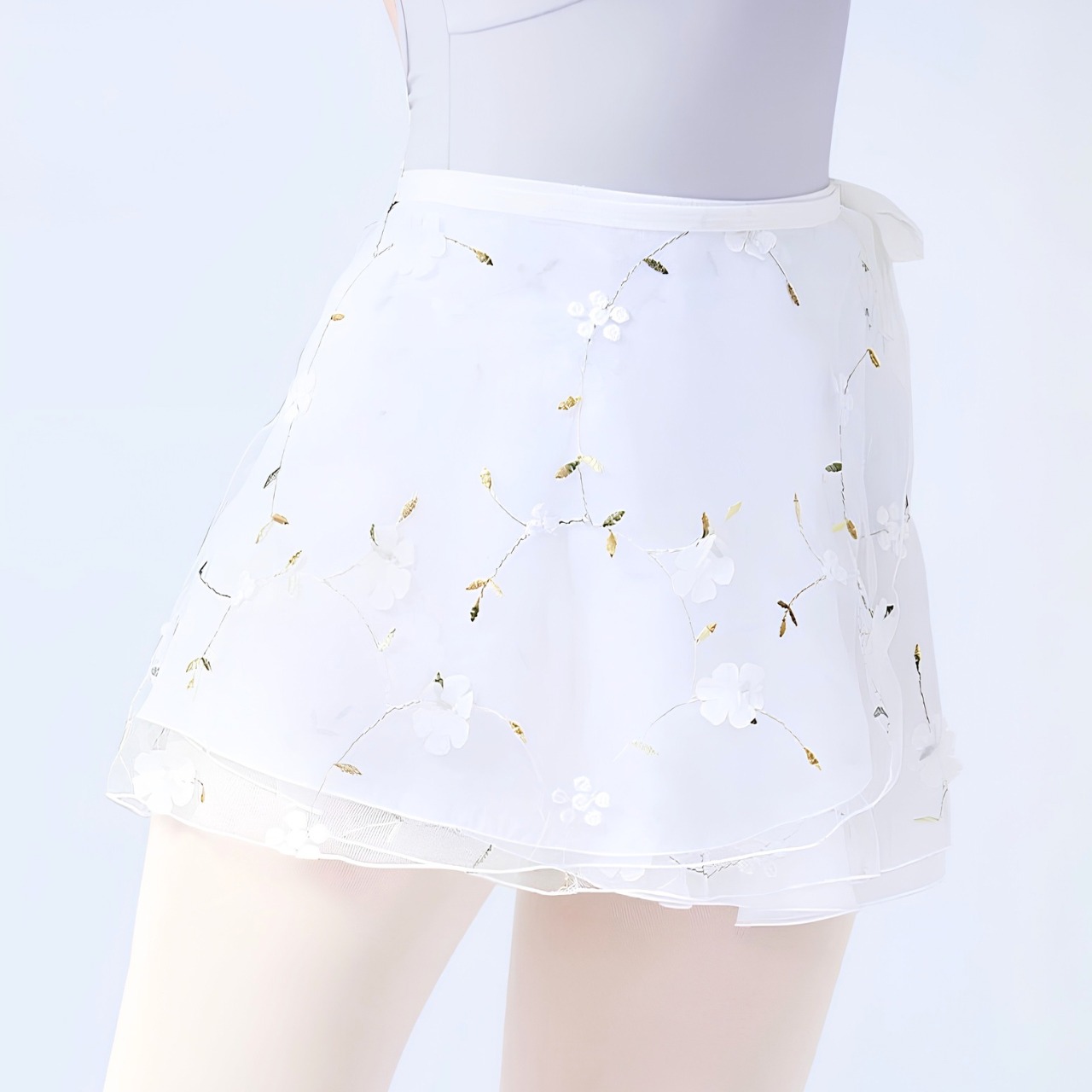 フレアスリーブ レオタード 刺繍レーススカートセット L1349