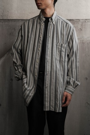 90's "ARMANI JEANS" Stripe Pattern Cotton Button-down Color Long Shirt