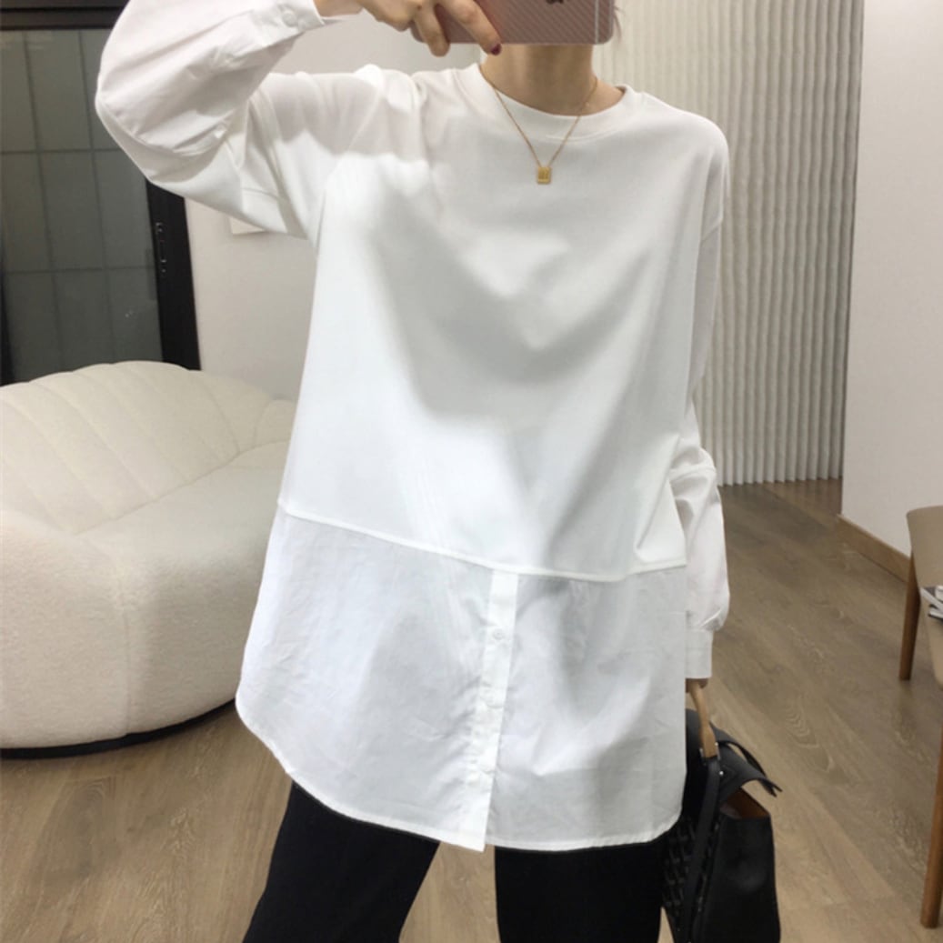 シャツ切替カットソー