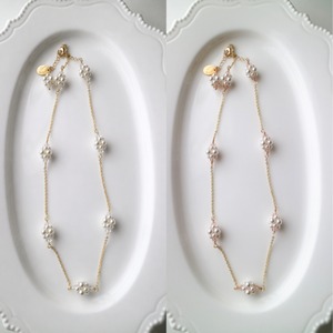 Fleur de Perle Collection ～真珠の花～｜スワロフスキーパール ネックレス（ホワイト/ピーチ）