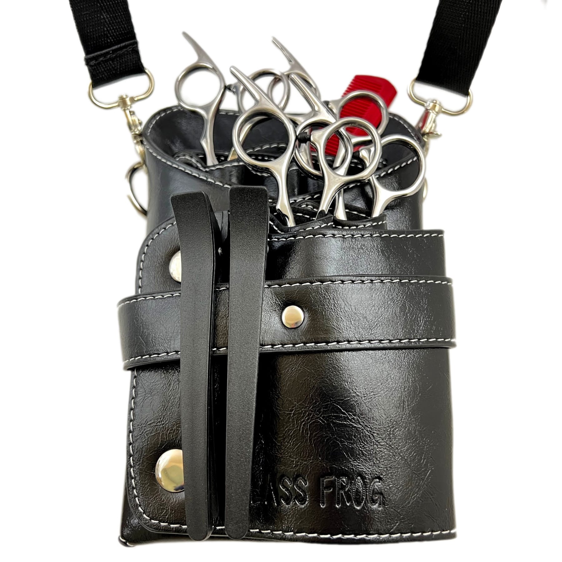 シザーケース 6丁挿し ブラック PUレザー 美容師 トリマー | GLASS FROG