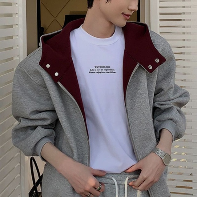 バイカラージップアップパーカー C10747