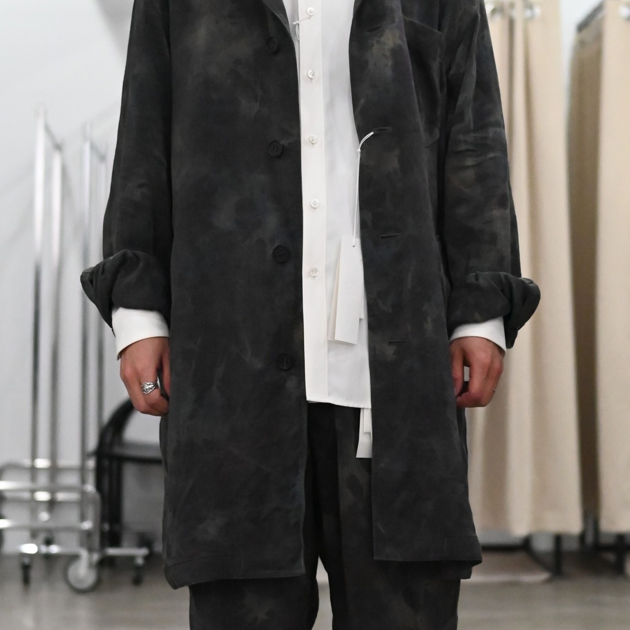 山内 / 有松カモフラージュビンテージシルクリネン・ショップコート