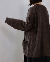 MAYKAM - MOHAIR STAND COLLAR JACKET :BROWN|キッドモヘア/二重袋編みスタンドカラー
