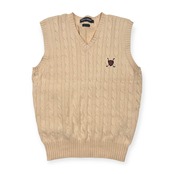 POLO GOLF RALPH LAUREN ポロゴルフ ラルフローレン ケーブル編み Vネック コットン ニット ベスト L/アイボリー メンズ