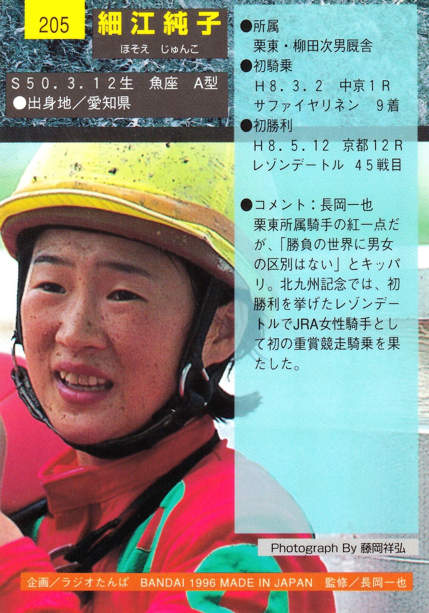 【貴重】細江純子さん 1996年初勝利現地単勝馬券 レゾンデートル 貴重】細江純子さん 割引 1996年初勝利現地単勝馬券 レゾンデートル