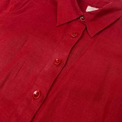 90s ARMANI JEANS アルマーニ ジーンズ 半袖 リネン ワンピース 40 /レッド/イタリア製/麻100%/ビンテージ