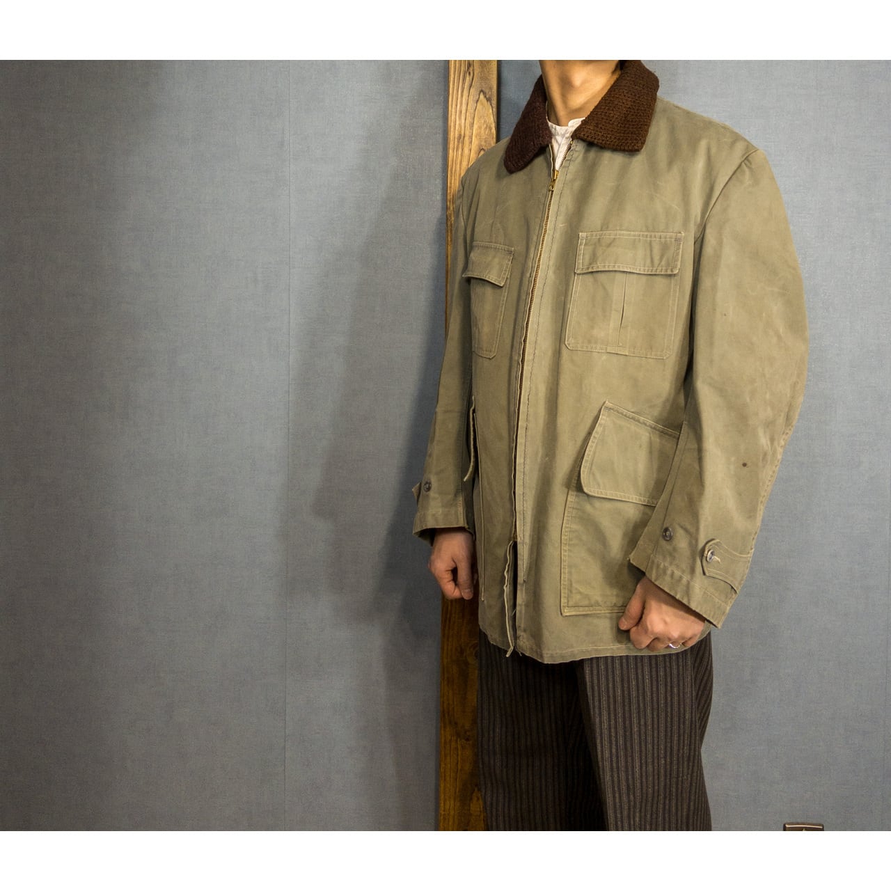 1950-60s】French "MANUFRANCE" 4 Pockets Cotton Hunting Jacket with
