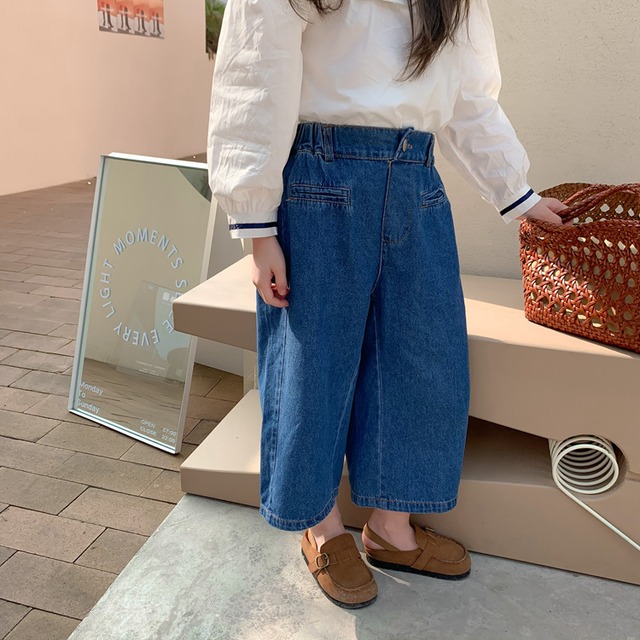 女の子 デニム ワイドパンツ 九分丈 春 秋 おしゃれ 90 150cm Dyh海外子供用品 女の子 デニム ワイドパンツ 九分丈 春 秋 おしゃれ 90 150cm Dyh海外子供用品