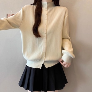 2色/ハイネックリブニットカーディガン ・73563 2色/ハイネックリブニットカーディガン ・73563