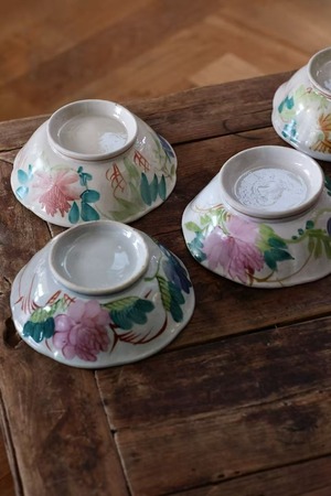 民国　粉彩深皿