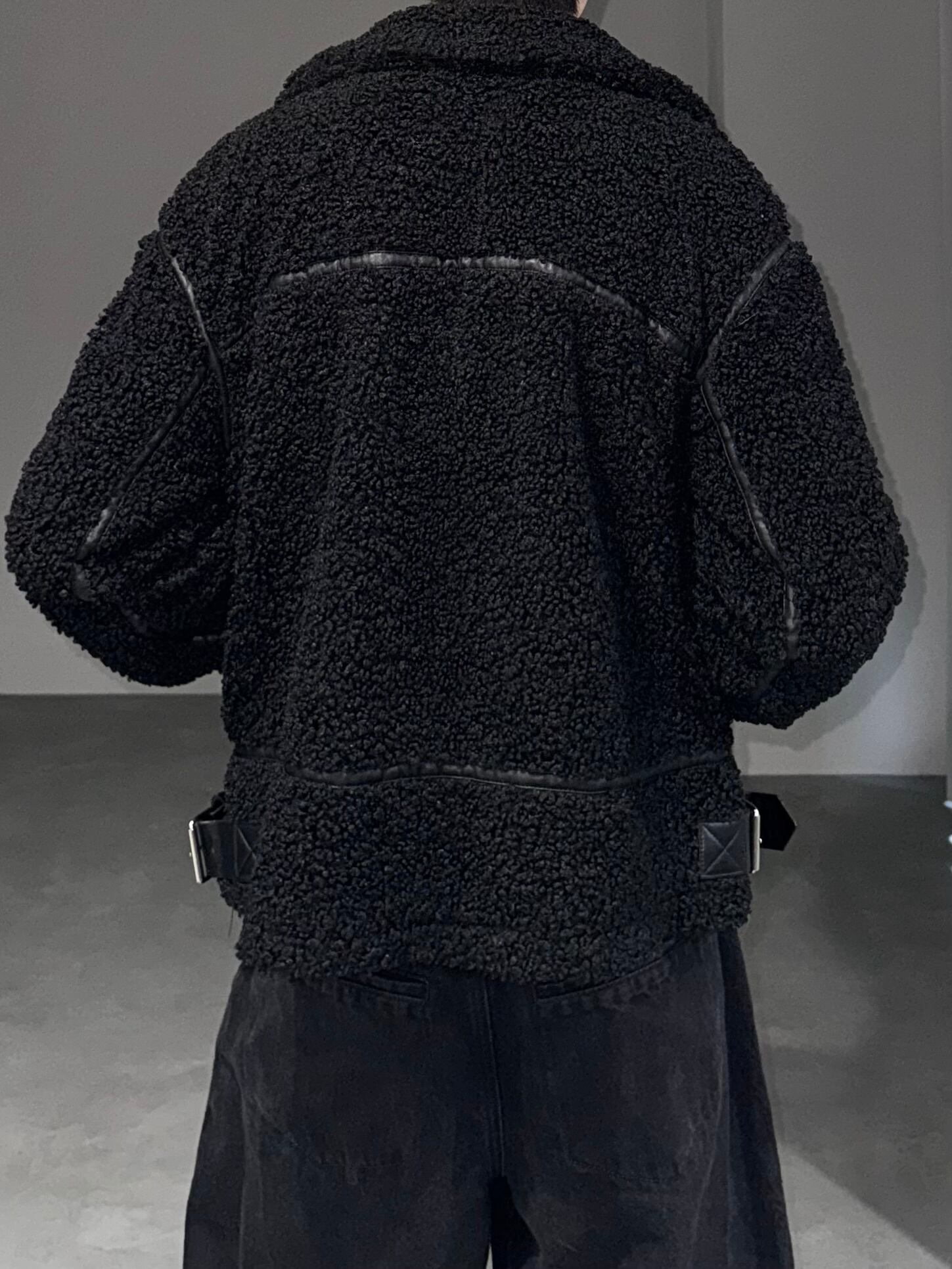 stand collar double riders boa jacket / black | okinimesmamani