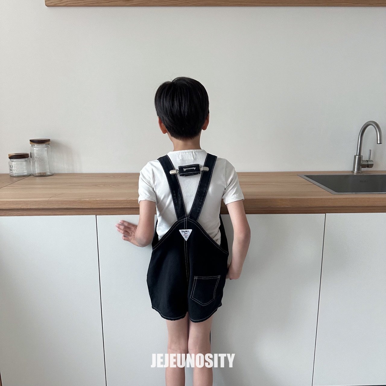 【jejeunosity】サマーバージョン！コットンベリーショートオーバーオール サロペット ブラック 90〜120cm 240704 - 7