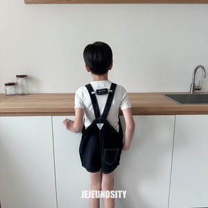 【jejeunosity】サマーバージョン！コットンベリーショートオーバーオール サロペット ブラック 90〜120cm 240704