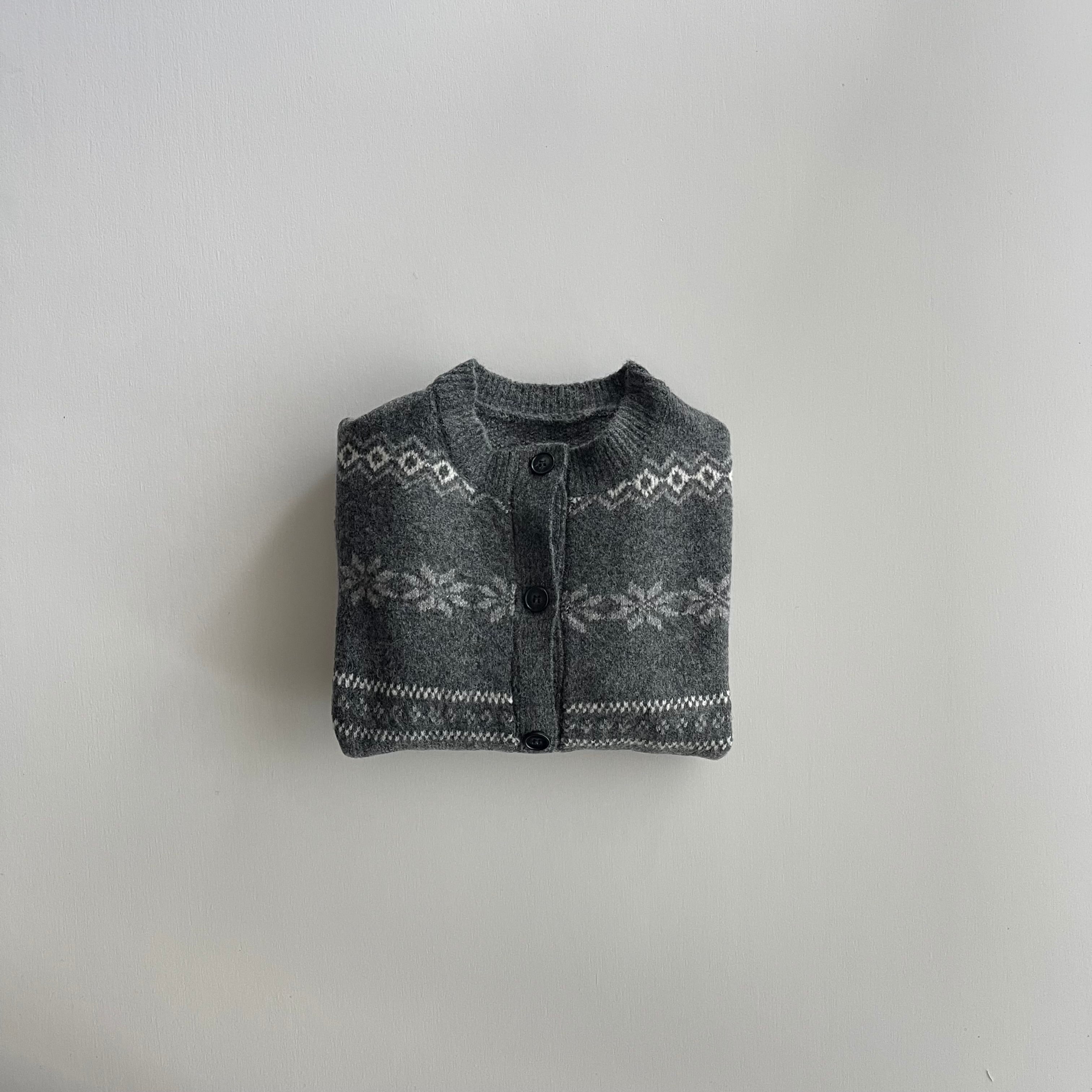 110-150 / gray nordic cardigan〔ノルディックカーディガン〕