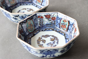 大聖寺伊万里 色絵 花文 八角形 膾皿/Daisyo-ji Imari "Namusu" bowl