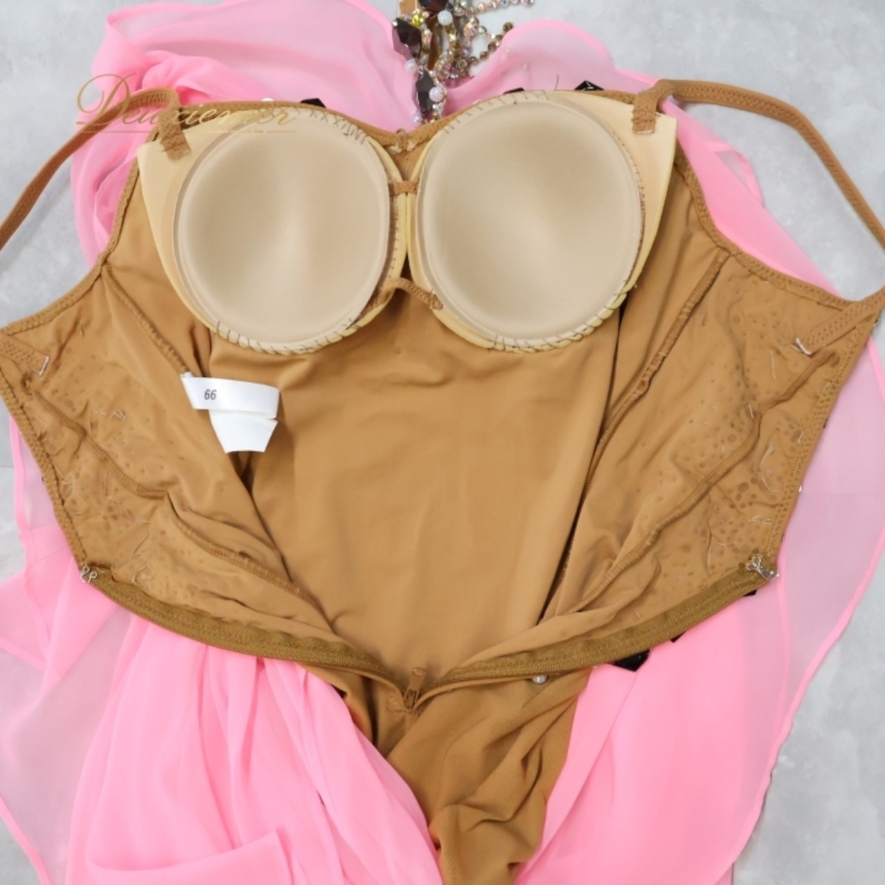 社交ダンス 衣装 タカダンス TAKADANCEラテン ドレス ワンピース デモ 競技 ダンス パーティ レース 透け感 上品 お洒落 ピンク系 ベージュ系 フェミニン ドレープ 競技用シースルー ステージ衣装 エレガント