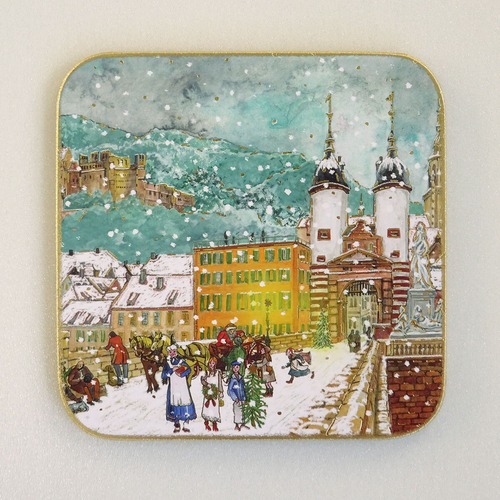 クリスマス コースター C-2595 クリスマスマーケット ヨーロッパの街並み ドイツ ハイデルベルク  Luka Basic