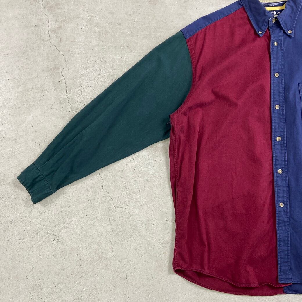 90年代 NAUTICA ノーティカ 長袖 ボタンダウンシャツ クレイジー