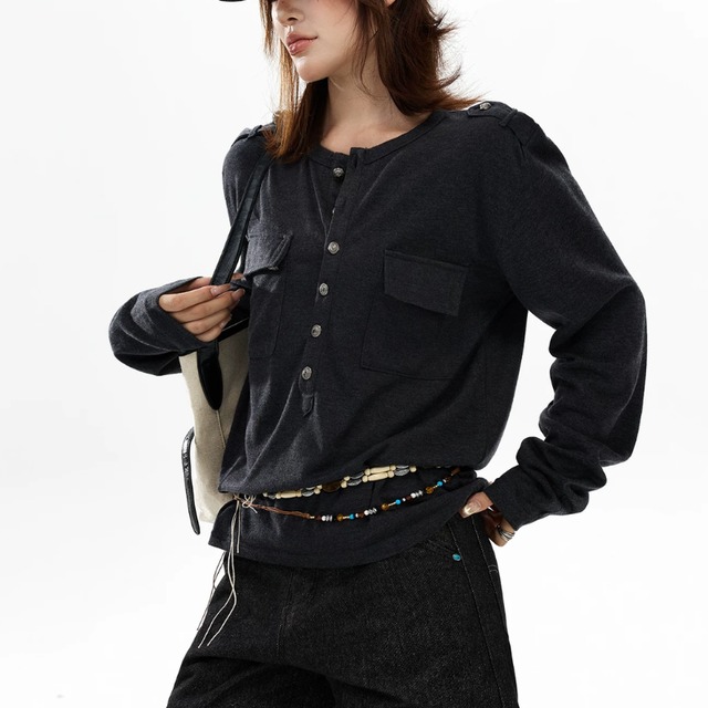 double-pocket front-button tee　ダブルポケットフロントボタンティー　J2124
