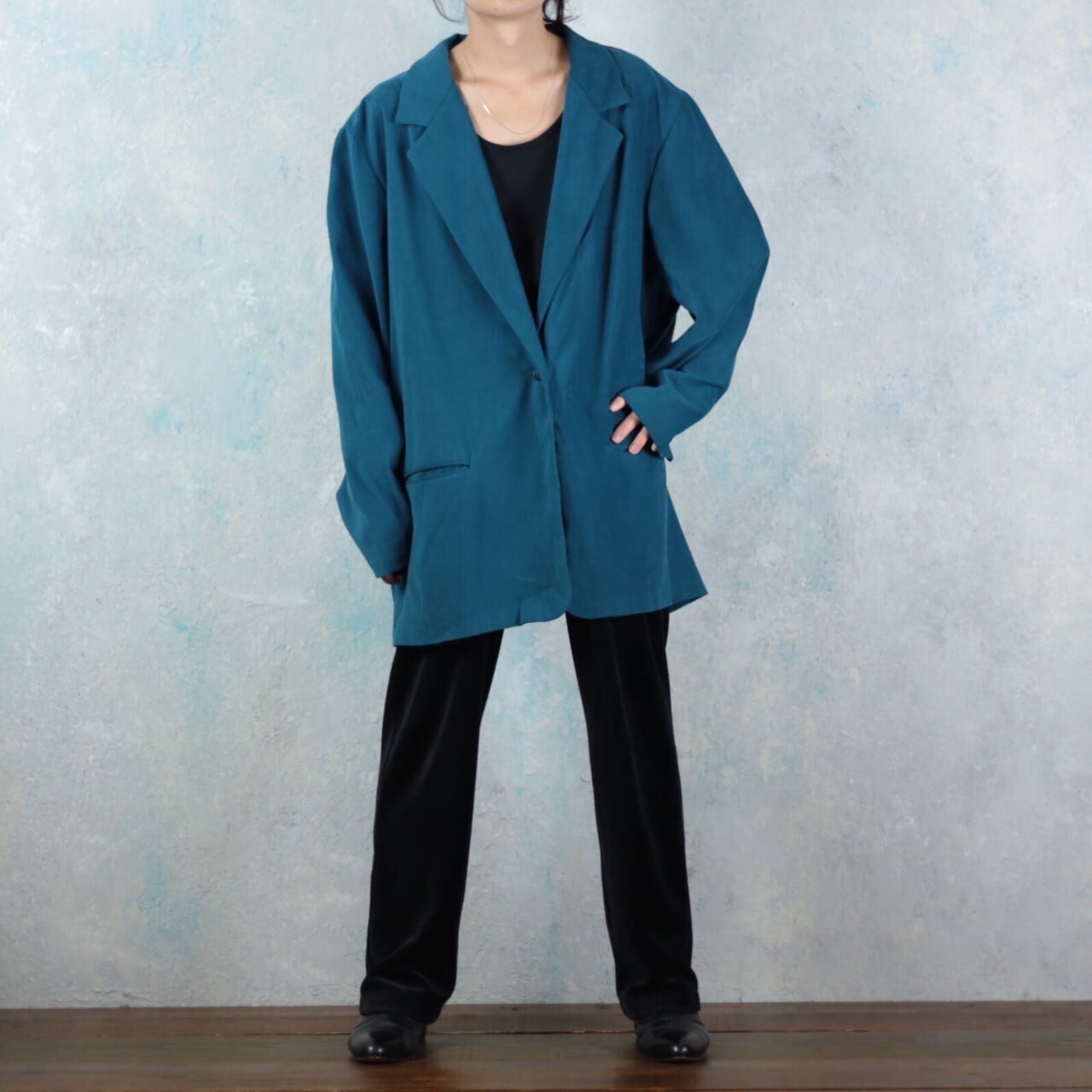 スムース フェイクスエード オーバーサイズ ディープターコイズ