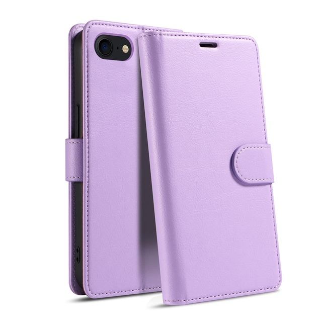 QUEASON iphone se3 / se2 用ケース 手帳型 iphone 8 / 7 用ケース スタンド機能 PUレザー【パープル】